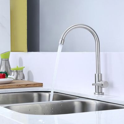 ACS CUPC NSF বাথরুম একক লিভার মিক্সার 304 স্টেইনলেস স্টীল একক কোল্ড বেসিন মিক্সার